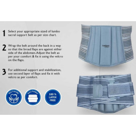 Leeford Lumbo Sacral Belt for Back Support & Stabilization, Men and Women (Size - XL) Blue 