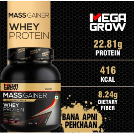 Megagrow Mass  Gainer Whey Protein Powder 3kg. (Banana Flavoured) 