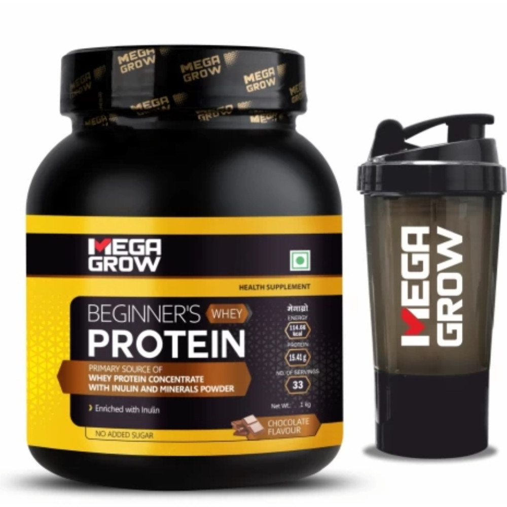 Megagrow Mass  Gainer Whey Protein Powder 1kg. (Chocolate Flavoured) 