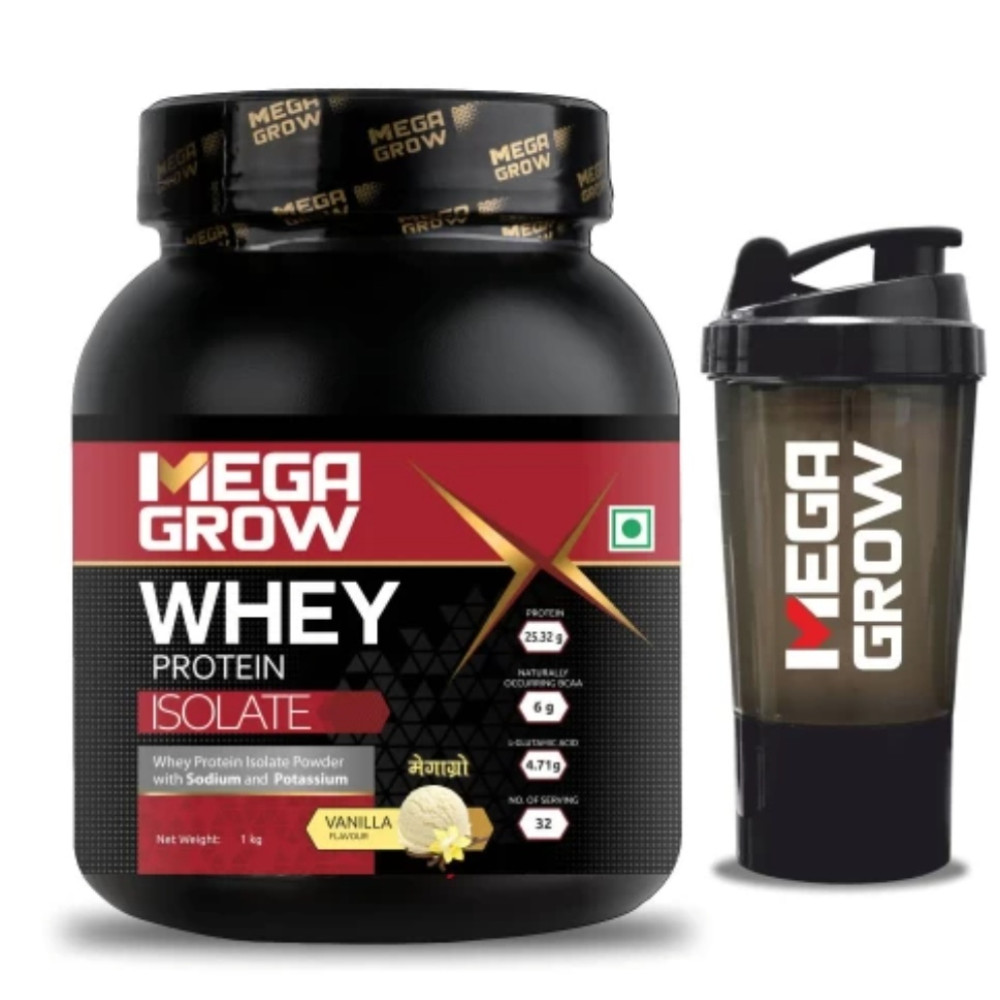 Megagrow Isolate Whey Protein Powder 1kg ( Vanilla Flavour) 