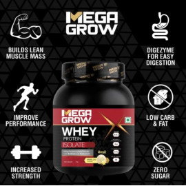 Megagrow Isolate Whey Protein Powder 1kg ( Vanilla Flavour) 