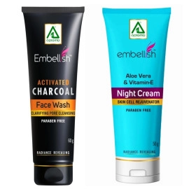 Embellish Charcoal Face Wash 60gm & Night Cream 50gm ( pack of 2)