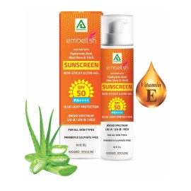 Aplomb Embellish Sunscreen Ultra Gel Spf-50 Pa++++ I For Even Toned & Glowing Skin | Blue Light Protection | Broad Spectrum | For All Skin Types | Uv-A, Uv-B & Hev (1 Pack of 50g)