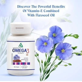 Aplomb Omega 3 (FlaxSeed Oil) for Healthy Heart | Skin Health | Supports Bones & Joint Care | Eye Health | For Men and Women- 90 Softgels