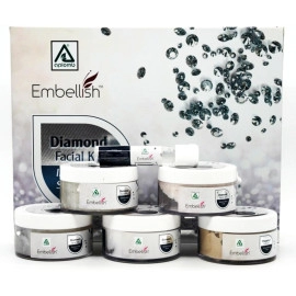 Aplomb Embellish Diamond Facial Kit | For Parlour Glow & Radiance | With Diamond Dust & Natural Extracts | Fights Premature Ageing | 6 Easy Steps | (Box of 250gm packs + 10ml Serum Bottle)