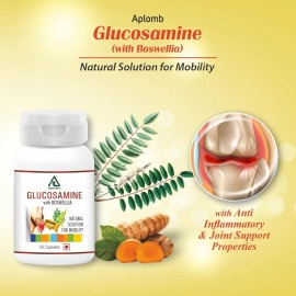 APLOMB Glucosamine with Boswellia Capsules: 500 mg, Supplement for Bone, Joint & Cartilage Health, Helps in Mobility & Flexibility of Joint - 60 Capsules