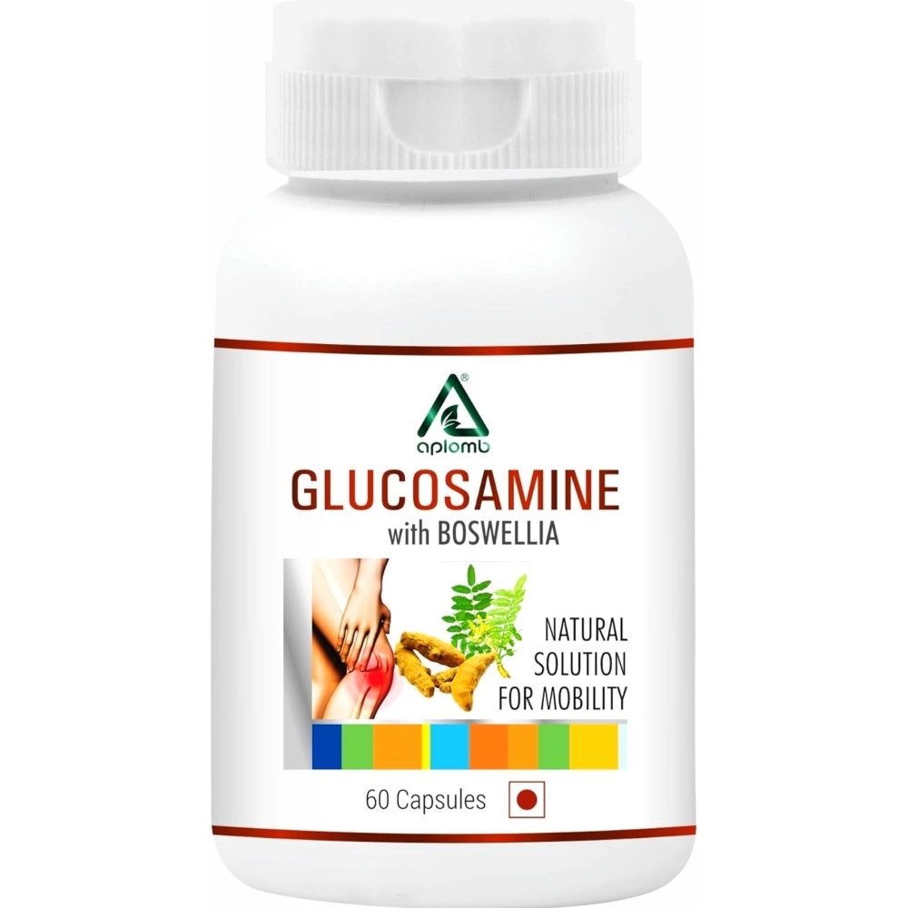 APLOMB Glucosamine with Boswellia Capsules: 500 mg, Supplement for Bone, Joint & Cartilage Health, Helps in Mobility & Flexibility of Joint - 60 Capsules