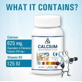 Aplomb Calcium With Vitamin-D3: 625 mg, Organic Source of Calcium, A Complete Bone Health & Joint Support Supplement, for Teens and Adults- 100 Tablets and Aplomb Glucosamine 60 capsules ( pack of 2)