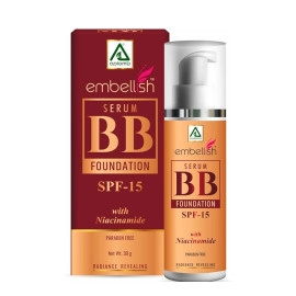 Aplomb Embellish Serum BB Foundation SPF-15 | Natural Coverage for Daily Use | Deep Hydration | Water- Resistant | Sun Protection With Spf - 15 |Paraben Free (30g)